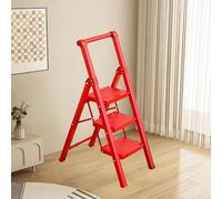 GYYDXXFC Échelle Multi-Positions, Escabeau Portable en Acier, Poignée Pratique, for La Maison, Le Garage, Le Jardin, L'usage Domestique(Red,3 Step)