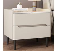 GYYDXXFC Table de Chevet Moderne en Bois avec poignée rainurée dissimulée et Pieds en métal, idéale for Les Chambres, Les Salons et Les Bureaux, Table d'appoint Haute Brillance(Off-White,30x40x50cm)