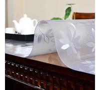 GYYFQH Nappe Transparente Givrée Épaisse Film Protecteur De Couverture De Table Motif Floral Facile à Nettoyer Imperméable PVC Protection pour Maison Meubles(70×70cm)