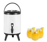 GYYFQH Seau Isotherme de Grande Urne de Traiteur, 6 L/8 L/10 L/12 L Distributeur d'eau Chaudes et Froides avec Robinet Acier Inoxydable Portable pour Boissons(Pearl White,10L)