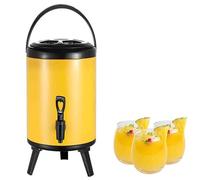 GYYFQH Seau Isotherme de Grande Urne de Traiteur, 6 L/8 L/10 L/12 L Distributeur d'eau Chaudes et Froides avec Robinet Acier Inoxydable Portable pour Boissons(Lemon Yellow,10L)