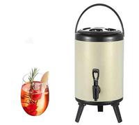 GYYFQH Seau Isotherme de Grande Urne de Traiteur, 6 L/8 L/10 L/12 L Distributeur d'eau Chaudes et Froides avec Robinet Acier Inoxydable Portable pour Boissons(Ivory White,10L)