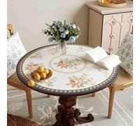GYYFQH Tapis de Table Rond en Cuir synthétique, résistant à la Chaleur, antidérapant et imperméable, idéal pour la Cuisine(E,60cm Round)