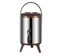 GYYFQH Urne de Traiteur 6 L/8 L/10 L/12 L Distributeur d'eau Chaude avec Robinet Seau Isotherme en Acier Inoxydable pour Eau Chaude et Boissons(Brown,10L)