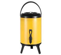 GYYFQH Urne de Traiteur 6 L/8 L/10 L/12 L Distributeur d'eau Chaude avec Robinet Seau Isotherme en Acier Inoxydable pour Eau Chaude et Boissons(Lemon Yellow,6L)