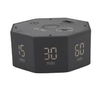 GYZOUKA Minuterie Numérique Rechargeable avec 7 Comptes à Rebours Prédéfinis, écran Rotatif Automatique à 8 Angles, Mode Silencieux pour L'étude en Cuisine et le Fitness (Noir)