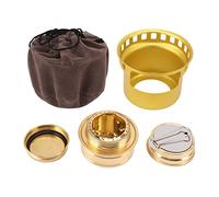 GYZOUKA Réchaud à Alcool, Conception Fendue Portable avec Noyau en Cuivre et Coque en Alliage D'aluminium, Réchaud D'extérieur Coupe-vent pour Pique-nique de Camping (Or)