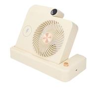 GYZOUKA Ventilateur de Bureau, Ventilateur Portable Silencieux et Pliable Réglable à 100 Vitesses avec Station de Charge sans Fil pour Téléphones Mobiles, Bureau à Domicile, Extérieur (Beige)