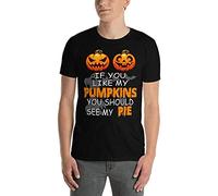 GZA If You Like My Pumpkins You Should See My Pie Pumpkin Face Halloween T-Shirts à Manches Courtes(Large)