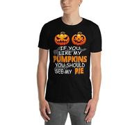 GZA If You Like My Pumpkins You Should See My Pie Pumpkin Face Halloween T-Shirts à Manches Courtes Black(Small)
