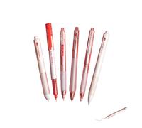 GZBABY Lot de 6 stylos à bille à pointe fine, stylos à encre gel rétractables avec prise en main douce, 0,5 mm, encre rouge, recharges de grande capacité