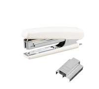 GZBABY Mini agrafeuse intégrée, agrafeuse sans effort avec 1000 agrafes pour bureau, école, voyage, capacité de 12 feuilles (blanc)