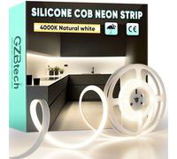 GZBtech AC 220-240V Ruban LED COB 1m, Blanc Naturel 4000K Flexible Découpable Dimmable Etanche 1500lm/m 286 LED/m Bande Lumineuse LED Lumière pour TV Rétroéclairage, Armoire, Chambre, Cuisine