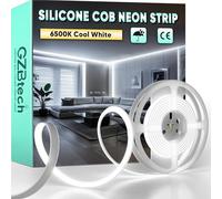 GZBtech AC 220-240V Ruban LED COB 2m, Blanc Froid 6500K Flexible Découpable Dimmable Etanche 1500lm/m 286 LED/m Bande Lumineuse LED Lumière pour TV Rétroéclairage, Armoire, Chambre, Cuisine