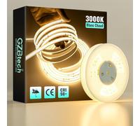GZBtech Ruban Led COB Exterieur Etanche 10m, 220-230V CRI90+ 3000K Blanc Chaud Flexible Silicone Bande, 320LEDs/m IP67 Bandeau Lumineuse Découpable pour Interieur Cuisine Terrasse Jardin, CE Listed