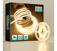 GZBtech Ruban Led COB Exterieur Etanche 1m, 220-230V CRI90+ 3000K Blanc Chaud Flexible Silicone Bande, 320LEDs/m IP67 Bandeau Lumineuse Découpable pour Interieur Cuisine Terrasse Jardin, CE Listed