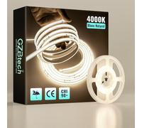 GZBtech Ruban Led COB Exterieur Etanche 1m, 220-230V CRI90+ 4000K Blanc Neutre Flexible Silicone Bande, 320LEDs/m IP67 Bandeau Lumineuse Découpable pour Interieur Cuisine Terrasse Jardin, CE Listed