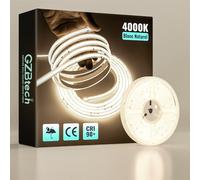 GZBtech Ruban Led COB Exterieur Etanche 3m, 220-230V CRI90+ 4000K Blanc Neutre Flexible Silicone Bande, 320LEDs/m IP67 Bandeau Lumineuse Découpable pour Interieur Cuisine Terrasse Jardin, CE Listed
