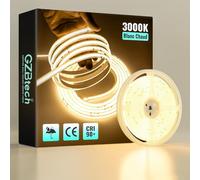 GZBtech Ruban Led COB Exterieur Etanche 5m, 220-230V CRI90+ 3000K Blanc Chaud Flexible Silicone Bande, 320LEDs/m IP67 Bandeau Lumineuse Découpable pour Interieur Cuisine Terrasse Jardin, CE Listed