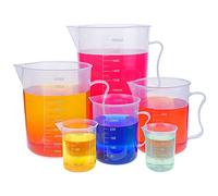 GZcaiyun 6 Pcs Verre Doseur Plastique, Verre Mesureur Gradué avec Poignée 50/100/250/500/1000/2000 ml pour Doser Lait Liquide Sucre Farine Acool Cusine Laboratoire