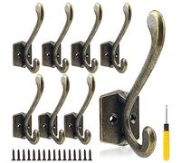 GZcaiyun Lot de 8 crochets muraux vintage en alliage de zinc - Style vintage - Bronze - Pour cuisine, salle de bain, avec chrétiens, tournevis