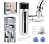 GZcaiyun Robinet cascade 4 en 1 pivotant à 360 °, 4 modes, multifonction, anti-éclaboussures, embout cascade pivotant avec adaptateurs pour cuisine, salle de bain