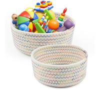 GZCZCC 2 PCS Panier de Rangement Tressée 20 * 9cm 17 * 8cm Panier Rangement Salle de Bain Corbeille Rangement Salle de Bain Panier Rangement Tissu Corbeille Rangement Vetement Cosmétique