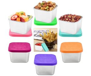 GZCZCC 6 PCS Boite Alimentaire, Boite de Conservation Alimentaire 180ml Inox Boîte Alimentaire Hermétique Boîte Alimentaire Hermétique Micro Onde pour Fruit Sauce Épice Confiture (6 Couleurs)