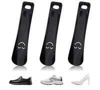 GZDAOXIA Lot de 3 chausse pied Plastique,15cm chausse pieds long manche,chausse pieds universel,Petit chausse-pieds,noir classique, pour aide à l'enfilage chaussures.