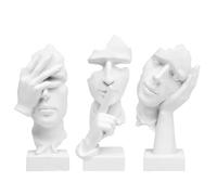 GZDDYUMYJX Statue de penseur 3 pièces, Le Silence est en Or Figurine d’Art Abstrait, Sculptures en résine de Maison Moderne Objets décoratifs Décor pour Bureau à Domicile Étagère Bureau (Blanc)