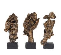 GZDDYUMYJX Statue de penseur 3 pièces, Le Silence est en Or Figurine d’Art Abstrait, Sculptures en résine de Maison Moderne Objets décoratifs Décor pour Bureau à Domicile Étagère Bureau (Cuivre)