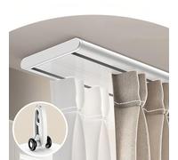 GZDXBF Heavy-Duty Curtain Track System, Ceiling Mounted, Ceiling Curtain Double Rails for Living Room, Bedroom, Kitchen and More, Sliding Curtain Rail(White,8.2ft/250cm)