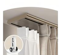 GZDXBF Heavy-Duty Curtain Track System, Ceiling Mounted, Ceiling Curtain Double Rails for Living Room, Bedroom, Kitchen and More, Sliding Curtain Rail(Champagne,6.6ft/200cm)
