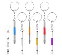 GZEINB Lot de 6 mini tournevis de précision 4 en 1 en acier inoxydable avec porte-clés - Kit de réparation pour lunettes, montres et bijoux - Portable (6)