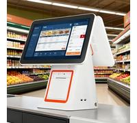 GZGHRZQS 15,6 Pouces Double Ecran Tactile Caisse Enregistreuse Système POS | Caisse enregistreuse Intelligente Tout-en-Un | avec imprimante Thermique, écran LED | pour Bar Restaurant Boutique