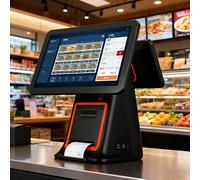 GZGHRZQS 15,6 Pouces Double Ecran Tactile Caisse Enregistreuse Système POS | Caisse enregistreuse Intelligente Tout-en-Un | avec imprimante Thermique, écran LED | pour Bar Restaurant Boutique