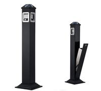 GZGHRZQS Cendrier sur Pied, cendrier sur Pied extérieur, cendriers à Cigarettes en Acier Inoxydable, Jardin, Cour, Bureau, pub, Restaurant, intérieur et extérieur (Noir et Argent, Base Fixe)