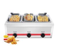 GZGHRZQS Friteuse à Gaz Simple Ou Double Cuve 10l/20l/30l en INOX - BrûLeurs IndéPendants, Double RéServoir, avec Paniers Et Couvercle, Nettoyage Facile IdéAle pour Professionnels Et Particuliers