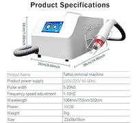 GZGHRZQS Machine Laser Multi-Langues, Machine De Détatouage avec 5 Embouts, 1064 nm/532 nm/755 nm, Écran Tactile Couleur 4,3 Pouces, pour Salons de Beauté et Particuliers