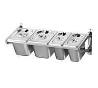 GZGLZDQ Boîte à épices fixation murale, Boîte épices cuisine gain de place/avec couv.&cuillère, Bocaux épices inox, Bac gastro amovible pour restauration, bacs GN & pizza(4 Grids)