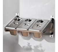 GZGLZDQ Boîte à épices fixation murale, Boîte épices cuisine gain de place/avec couv.&cuillère, Bocaux épices inox, Bac gastro amovible pour restauration, bacs GN & pizza(3 Grids)