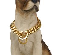 GZGLZDQ Collier de Chien en Acier Inoxydable pour Petits, Moyens et Grands Chiens, Chaîne de Collier Cubaine Très Résistante, Maillons Métalliques Forts (Color : Gold 15mm, Size : 60cm/24inch)