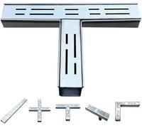 GZGLZDQ Étroit Caniveau Extérieur avec Couvercle à Grille, Robuste Assemblable Grille Caniveau, Acier Inoxydable 304 Caniveau, Kit Drainage d'eau pour Allée，Terrasse，Patio(T-Fitting,100 X 40 mm)