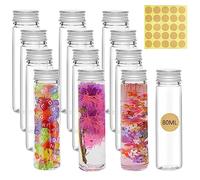 GZGXKJ 12 Pcs Bouteille Sensorielle Transparent Tubes à Essai Bouteille Vide avec Bouchons à Visser Tubes à essai en Plastique pour Fleurs Bonbons Les Fêtes Les Liquides Les Sels 80ML