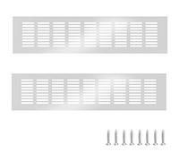 GZGXKJ 2 pièces Argent Alliage D'aluminium Grille D’aération 80 x 400 mm Grille de Ventilation Murale Anti-insectes Rectangulaire Grille Perforée Rectangulaire Aluminium