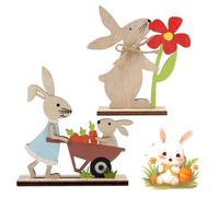 GZGXKJ 2 Pièces Figurines de Lapin de Pâques en Bois Décoration de Lapin de Pâques 12CM Décoration Lapin de Pâques pour Debout pour Décoration de Table de Jardin