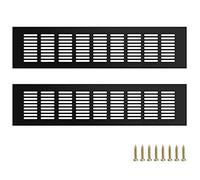 GZGXKJ 2 pièces Noir Alliage D'aluminium Grille D’aération 80 x 400 mm Grille de Ventilation Murale Anti-insectes Rectangulaire Grille Perforée Rectangulaire Aluminium