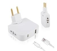 GZGXKJ 2 Pièces Prise Plate Derriere Meuble 4 en 1 Multiprise Plate Derriere Meuble Pivotante à 180° Prise Extra Plates Extensible Multiprise avec USB et Type-C pour Zones Restreintes (250V)