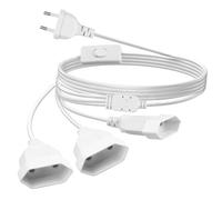 GZGXKJ 2M Rallonge Plate Blanc Rallonge avec Interrupteur 3 en 1 Câble D'extension de Prise d'extension EU 0,75 mm² Prise Plate pour Téléviseur Ordinateur Imprimante (2,5A/250V)