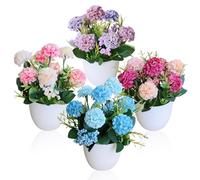 GZGXKJ 4 Pièces Mini Plantes artificielles en Pot Petite Chrysanthème Boule Fleurs Artificielle Plastique Fleur Plante en Pot Interieur ExtéRieur DIY Déco Salon Mariage Table Fête